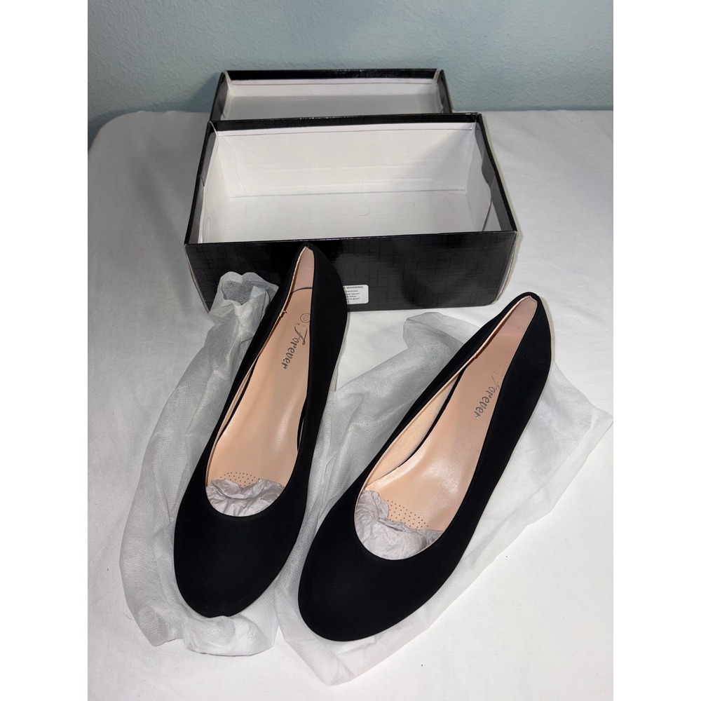 Forever Dana-9 Black Kitten Heel Pumps Round Toe Office Shoes Womens 8
